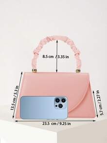 REMANLAND 1pc Plain PU Leather Elegant Magnetic Closure Women Clutch Bag Suitable For Evening Use - Pink - View 5