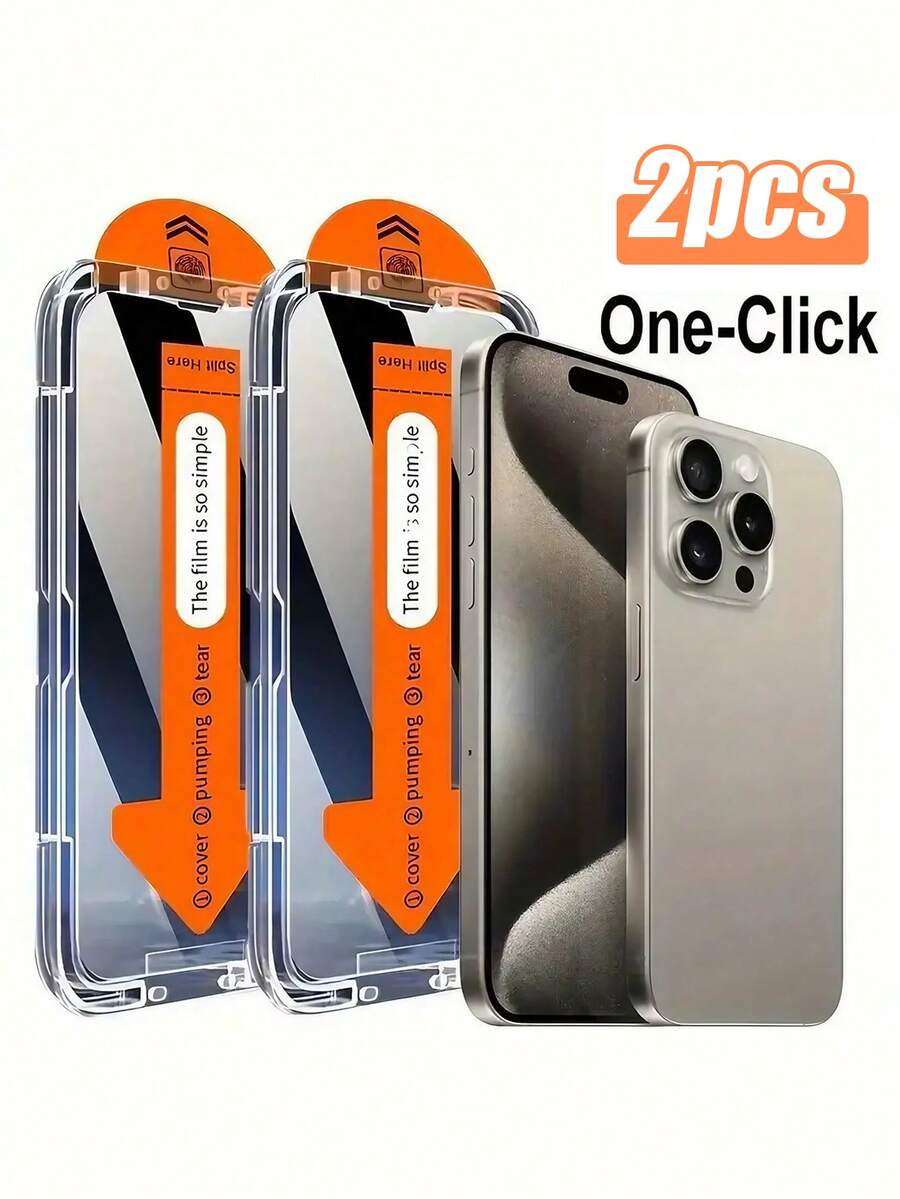 2 件高清钢化玻璃屏幕保护膜,全覆盖,水晶般清晰的保护,兼容 XS Max、XR、11、12、13、14、15 Pro 和 16、17/17 Air/17 Pro/17 Pro Max - 無色 - 查看 1