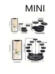 Acrylic Cupcake Stand Round Jewelry Display Stand,Multi-Layer Ring Display Stand Cupcake Holder,Cake Dessert Stand Party Decoration Essentials,Multi-Layer Round Dessert Cake Placing Rack,Suitable For Rings And Earrings, Miniature Statues, Black And Clear Wedding Accessories