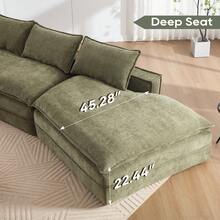 Modern Minimalist Modular Sectional Sofa, Upholstered Cloud Couch With Deep Seats, Right Facing Chaise For Living Room-Green - Green - View 4