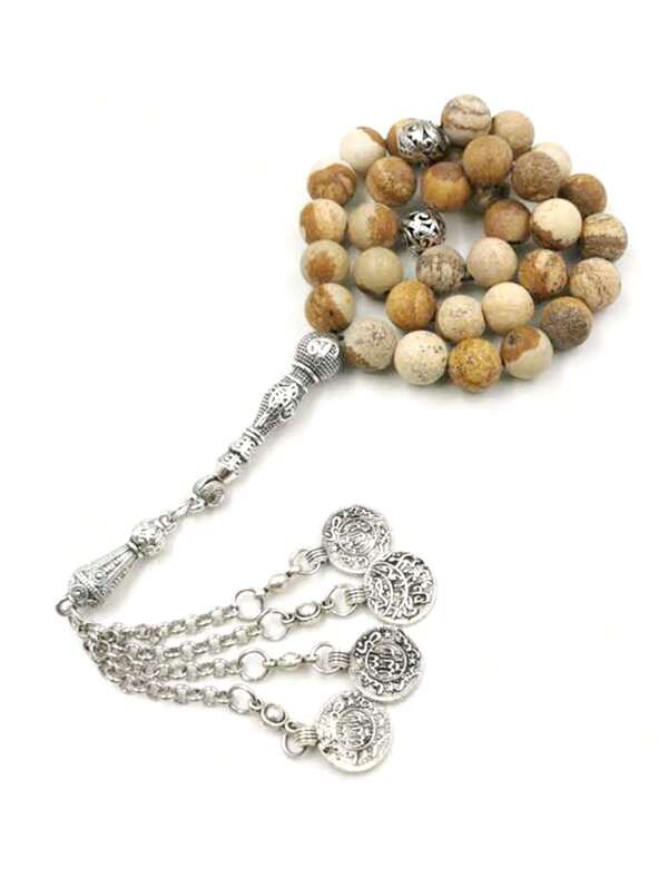 Tasbih10MM 33 Natural Jaspers Stone Muslim Bracelets Yellow Misbaha Gift Prayer Beads Rosary