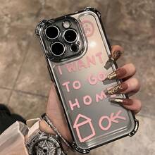 Quiero ir a casa diseño de patrón de idioma funda de teléfono para 16 15 14 13 12 11 Pro X XR XSMAX 8 Plus, funda trasera transparente suave a prueba de golpes - Colores mixtos - Ver 3