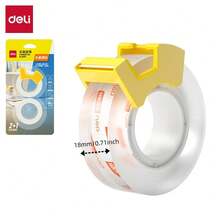 DELI 2 卷透明胶带，带分配器，透明胶带卷，办公胶带补充装，适用于办公桌、工艺品、礼品包装、文具、学校用品 - 無色 - 查看 14