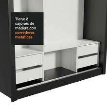 Ropero Madesa Lyon Plus 3 Puertas Corredizas 4 Cajones Color Negro - Negro - Ver 10