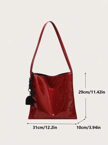 Yogodlns 时尚漆皮手提包纯色大容量单肩包水桶包腋下包日常使用