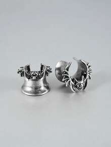 一对朋克铜制 U 形蝙蝠翼耳道和耳塞加强器无线喇叭形马鞍形耳重计穿孔耳环男女通用日常生活中酷炫复古 - 1對蝙蝠耳擴 - 查看 15