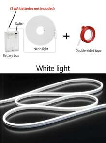 1 pièce Guirlande lumineuse à LED néon alimentée par batterie, décoration d'intérieur/extérieur pour cuisine, chambre à coucher. Lumière néon en silicone moderne et flexible. Ruban lumineux néon à LED réglable, étanche IP65