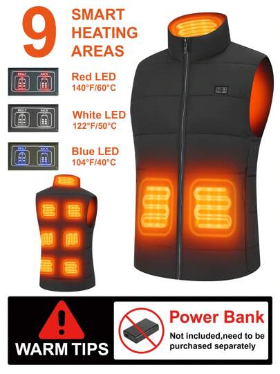 Heated Vest USB Powered – 9 Zones, Dual Control, No Battery