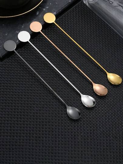 1 pièce/4 pièces Cuillère à mélanger à long manche en acier inoxydable, agitateur de cocktail de bar