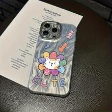 Funda para teléfono 1P - Flor - Temática con lindo, fino - Hilado emplumado con agujeros IMD de moda y teléfono, 16/15/14/13/12/11 Pro Promax Plus/X/Xsmax Phone Case S, Son hombres y - Plateado - Ver 6