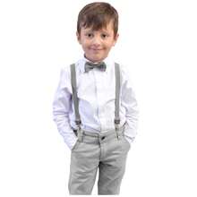 Miguelito Moda Infantil Children's Formal Clothing Page Boy In Assorted Colors With Tie And Suspenders - Long Sleeve Shirt And Trousers For Ages 1 To 16 For Weddings And Grooms. - Xám - Xem 2