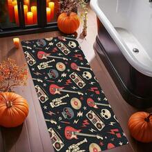 1 buc. Covoraș cu design de craniu, moale și durabil, covoraș antiderapant din poliester, potrivit pentru sufragerie, dormitor, cameră de jocuri și baie, Halloween