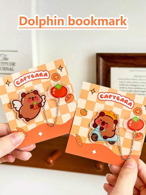 6 pezzi di segnalibri a forma di capibara, realizzati in acrilico, con un ciondolo di capibara carino e di valore. Marcatori di pagina essenziali per la lettura degli studenti. Forniture esclusive per studenti per la stagione Back-to-School e l'inizio del termine scolastico.