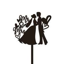 25 Estilos de Decoração de Bolo de Noiva e Noivo Preto, Decoração de Bolo de Chá de Panela, Decoração de Bolo de Despedida de Solteiro, Topo de Bolo de Pedido de Casamento (Preto Clássico Dupla Face)