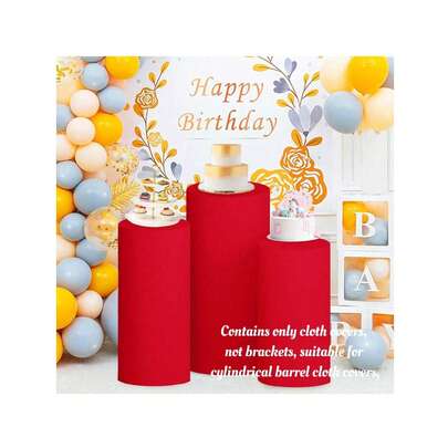 3 件套甜点底座套装，灵活的圆柱形底座（19.68/21.65/23.62 英寸），适用于派对、婚礼或生日装饰、秋季装饰（仅包含圆柱形桌布）