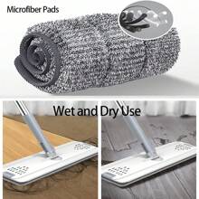 Mop And Bucket Set With Wringer - Hands-Free Flat Floor Mop And Bucket, Reusable Microfiber Pads, Flat Mop And Bucket Set, Separates Dirty And Clean Water, Suitable For All Floor And Wall Cleaners
