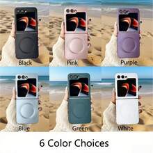 Hadaasi 1pc Multi-Color Magnetic Folding Protective Case Compatible With MagSafe, Luxury Magnetic Solid Color Soft Silicone Full Camera Protection Ultra-Thin Matte Smooth Feeling Flip Cover Phone Case Compatible With Samsung Galaxy Z Flip7/Z Flip6/Z Flip5/Z Flip4/Z Flip3 Waterproof Shockproof Anti-Fall Scratch Resistant - Multicolor - View 4
