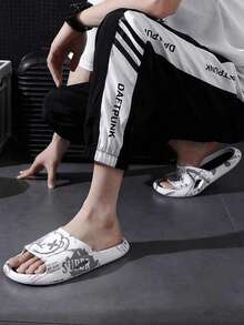 Zapatillas de Hombre con Dibujos Animados,Zapatillas de ducha antideslizantes de EVA para hombre,Chanclas de Moda para Pareja,Sandalias de verano para mujer,Sandalias de primavera bohemias,Sandalias hombre playa,Chanclas hombre,Sandalias de mujer baño,Flip flops hombre,Antideslizantes,de uso en interiores y exteriores,nuevas para el verano, estilo de celebridad de la red - Negro - Ver 3