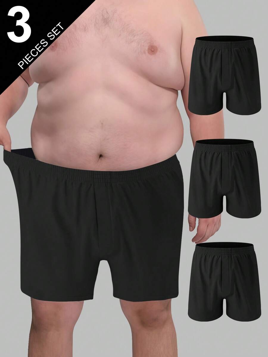 Norcotton Paquete de 3 calzoncillos tipo bóxer de algodón puro de unicolor, tallas unisex extra grandes - Disponible en 1XL, 2XL, 3XL, 4XL, 5XL, 6XL