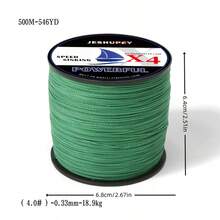 1 件装绿色 1000/500m X 4 编织 PE 钓鱼线，4 股编织强力单丝钓鱼线，拉力强度 15-88 磅