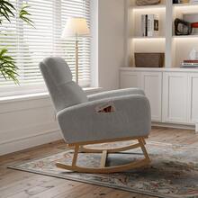 HOKZYHOUSE Fauteuil à bascule gris clair, fauteuil relax fauteuil à bascule chaise de salon chaise pivotante pour salon chambre balcon capacité de charge jusqu'à 150 kg, gris clair - Gris - Voir 3