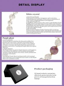[VE] 1pc High-Quality S925 Sterling Silver Natural White Crystal Bracelet With Purple Phantom Quartz Crystal, Minimalist Fashion & Lucky Charm. Protective For Family Love, Suitable For Self, Bestie, Girlfriend, Mother. Random Jewel Color - Bracelet - View 5