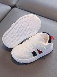 1 par de zapatos nuevos de moda y lindos para niños pequeños, adecuados para niños de 1 a 4 años, para usar en interiores/exteriores en todas las estaciones, con parte superior, suela blanda antideslizante y resistente al agua, punta cerrada gruesa, diseño de de fácil puesta y quitado, zapatillas casuales cómodas para bebés