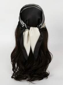 1 pieza Pañuelo cuadrado con estampado de cachemira para mujer, accesorio de moda adecuado para uso diario como diadema, corbata, pañuelo para el cuello con aspecto de seda
