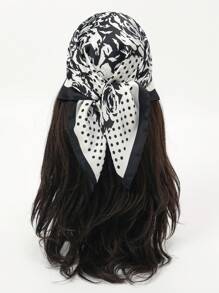 1 pieza Pañuelo cuadrado con estampado de cachemira para mujer, accesorio de moda adecuado para uso diario como diadema, corbata, pañuelo para el cuello con aspecto de seda
