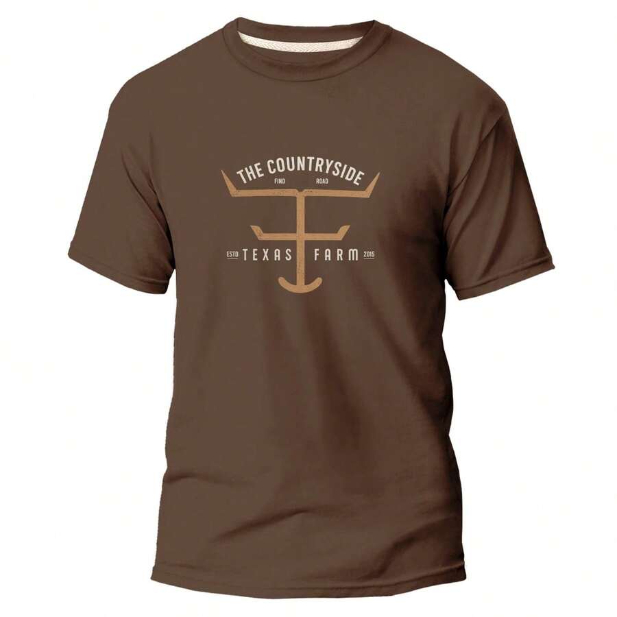 Camiseta Masculina Rodeio Estilo Moda Country Texas A12 - Marrom - Visão 1