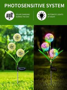 1 件太阳能灯户外花园装饰 - 太阳能花园灯带 3 个向日葵/蒲公英灯，防水太阳能户外灯自动开/关太阳能装饰灯适用于花园、露台、庭院