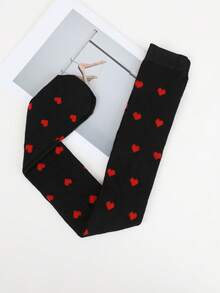 1/2 Pairs Girl's Cute Heart Knitted Thigh High Socks, Spring & Autumn - Multicolor - View 4