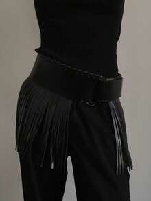 1 件波西米亚 PU 皮革长流苏腰带，适合女士，复古美式牛仔朋克性感 Y2K 美学腰带，百搭，适合搭配裙子、牛仔裤、西装，适合日常、约会、假日夏季、学校秋季、秋季、万圣节 - 彩色 - 查看 14