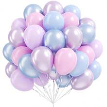 25/35/50pcs Pink, Blue, Purple Balloon Set, 10inch Latex Balloons, Frozen Mermaid Style Balloons With Confetti Balloons, Suitable For Mermaid, Snowflake, Birthday Gender Reveal Party Decorations - Multicolor - View 1