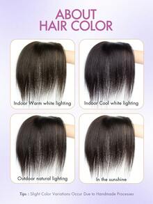 7x11厘米女士真人发夹式侧刘海直发接发片，优雅款式，多种颜色可选，增加稀疏头发的蓬松度和长度，夹式固定，逼真头皮效果