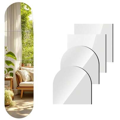 Soft Acrylic Mirror Wall Stickers, Indoor Full Body Wall Mirrors, 30 X 30 Cm, 4 Acrylic Organic Glass Wall Mounted Adhesive Square Makeup Large Long Mirrors, Home Exercise Gym Corridor Mirrors, Dormitory Floor Tiles, Peel And Paste Self-Adhesive Frameless Mirrors