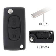 2 قطع جراب استبدال مفتاح التحكم عن بعد للسيارة مع الأزرار مناسب ل- Peugeot 207 307 308 407 / Citroen C1 C2 C3 C4، يأتي مع سلسلة المفاتيح ومفك، قذيف مفتاح السيارة متين (HU83+CE0523) - طقم أسود مكون من ثلاث قطع HU83+CE0523 - مشاهدة 4