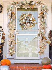 1pc Halloween Fake Plant Fake Maple Leaf Outdoor Artificial Flowers White Holiday Hanging Garland Autumn Maple Vine Decoration Living Room, Office, Table, Wedding Decoration,Fall Decor,Autumn - Multicolor - View 4
