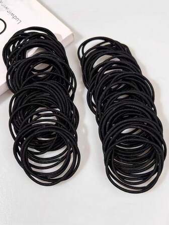 100 st svarta hårsnoddar med hög elasticitet för flickor, lämpliga för vardagslivet eller pendling till jobbet