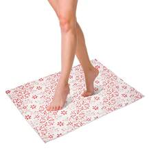 Alfombra Antideslizante de Secado Rápido, Suave | Tapete Absorbente de Baño de PVC, Lavable a Máquina, Fácil de Limpiar, Diseño Minimalista Moderno para Baño, Lavabo, Regadera, Entrada o Lavandería | Decoración de Baño Funcional y Elegante - Blanco / Rojo - Ver 2