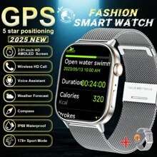 GUHUAVMI GPS Outdoor Sport Smartwatch For Men Women, Dual Frequency GPS Positioning, Wireless Calling/Dial, Info Push, 2.01inch Display, Fitness Tracker, Heart Rate, Sleep Monitoring Smartwatch, GPS Path Track, Compass, IP68 Waterproof, 420mAh Battery Watch Compatible With Android IOS