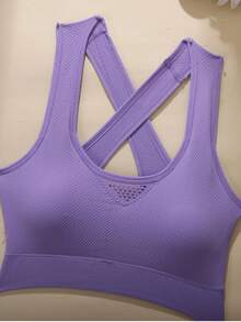 4PCS Seamless Mesh Women's Sports Bra Fitness Gym Running Underwear Shockproof Bra Without Wire Ring Large Size Short Breathable Yoga Bra - 彩色 - 查看 11