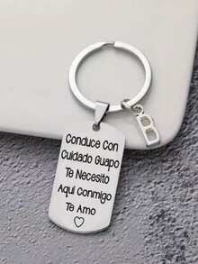 1pc Spanish Carved Casual Style Stainless Steel Keychain, Romantic Valentine's Day Gift For Husband Or Boyfriend - YSK-404 - View 2