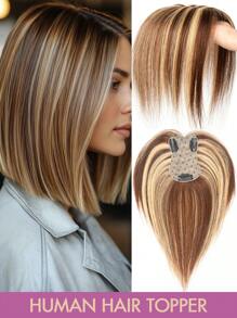 7x11厘米女士真人发夹式侧刘海直发接发片，优雅款式，多种颜色可选，增加稀疏头发的蓬松度和长度，夹式固定，逼真头皮效果