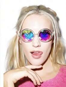1/3pcs Kaleidoscope Music Festival Glasses Glass Prism Mosaic Eyewear Night Show Costumes With Glasses, Cute Glasses, Beach Accessories, Essential For Parties And Gatherings., Christmas,Valentine's Day Party Glasses[The Product Is Decorative Glasses, Not For Daily Use.] - Multicolor - View 4