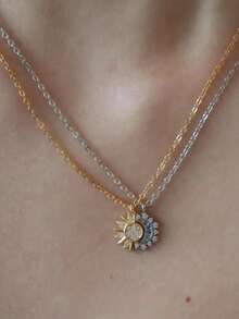 Fashionable And Versatile Collarbone Necklace | Moon And Sun Couple Necklace | Suitable For Daily Wear And Vacation For Both Men And Women, Suitable For Holiday And Anniversary Gifts - Polychrome - 查看 1