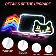 1pc Rainbow Cat Neon Sign, Colorful Rainbow Cat Neon Sign, For Wall Decoration, Dimmable And Powered By USB, For Bedroom Pet Store Games Room Birthday Party Decorations Gift