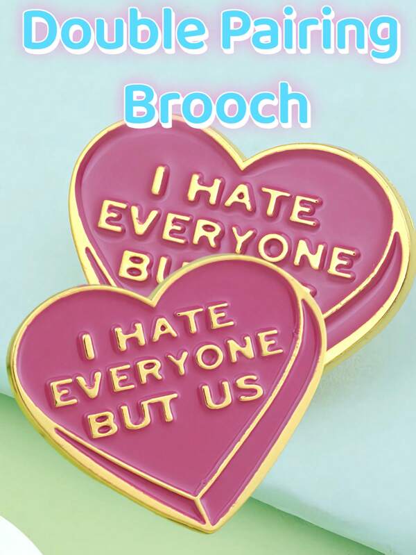 Dos sets de divertidos alfileres con letras; "Odio a todos excepto a nosotros"; alfiler con corazón; accesorio para pareja de mejor amigo; regalo para amigos y parejas