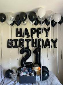 طقم البالونات الشخصية بأرقام سوداء مقاس 32 بوصة، وأرقام عيد الميلاد المخصصة ، بالونات التيل السوداء والبيضاء مع بالون قلب أسود مقاس 18 بوصة، مجموعة بالونات بحرف عيد الميلاد السعيد، مناسبة لحفلات عيد الميلاد والزفاف وحفلة استقبال المولود وعيد الحب وحفلات العروس وحفلة عيد ميلاد بموضوع الفيونكة والخطوبة والزفاف والعيد والعام الجديد وحفلة استقبال المولود والتخرج