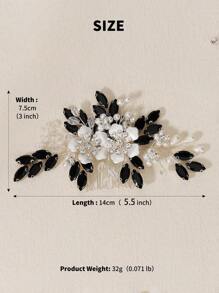 1 Peça Pente de Cabelo de Noiva com Cristal Preto Estilo Europeu, Acessório de Cabelo para Festa de Casamento, Presente de Moda de Cabelo